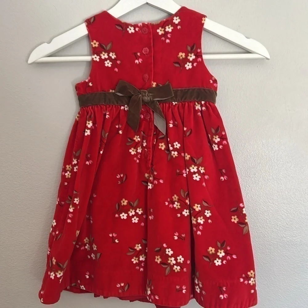 Gap “original” red velvet baby girls dress size 2 retro vintage gorgeous